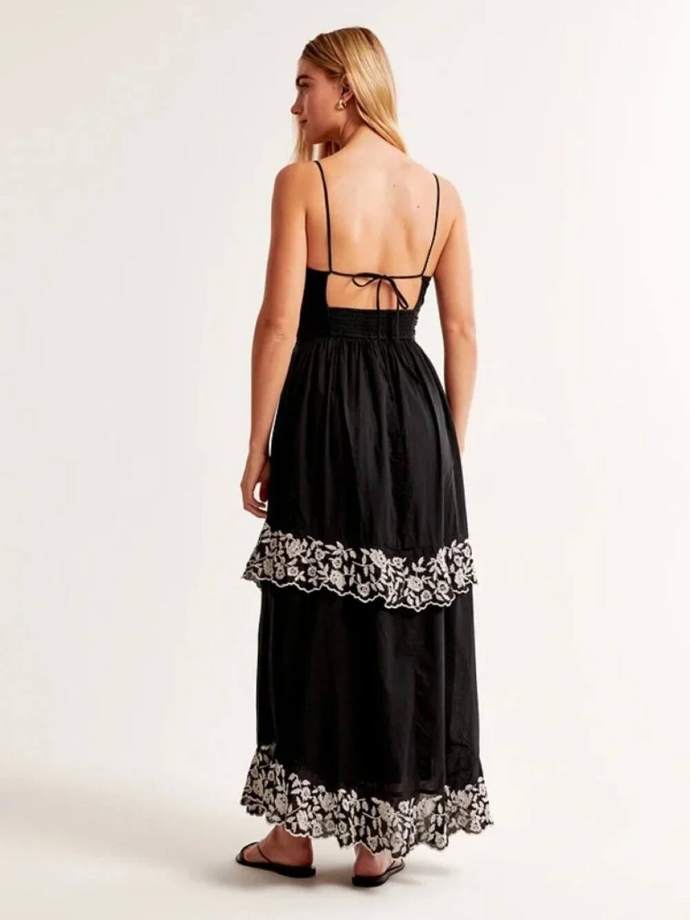 Abercrombie & Fitch Tiered Ruffle Maxi Dress in Black